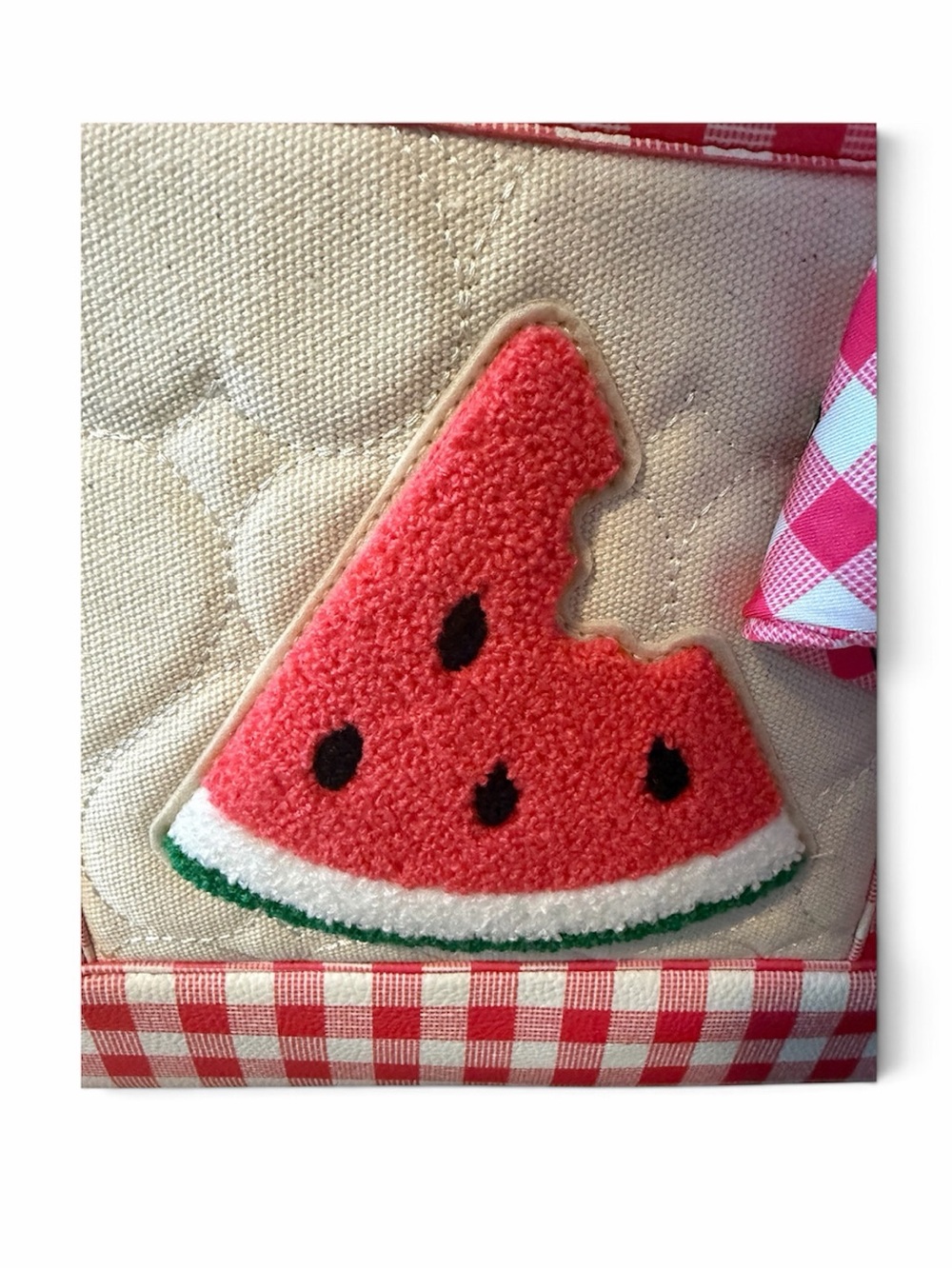 Betsey Johnson Watermelon Gingham Quilted Tote + Pouch Set ππ - Picture 7 of 10